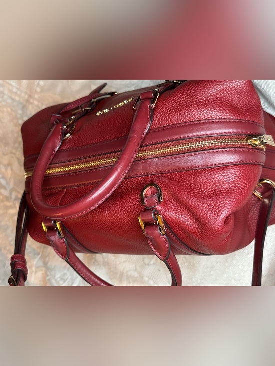 NEW Michael Kors Bedford Legacy Medium Pebbled Leather  Michael Kors Burgundy Bedford Legacy satchel handbag detachable strap